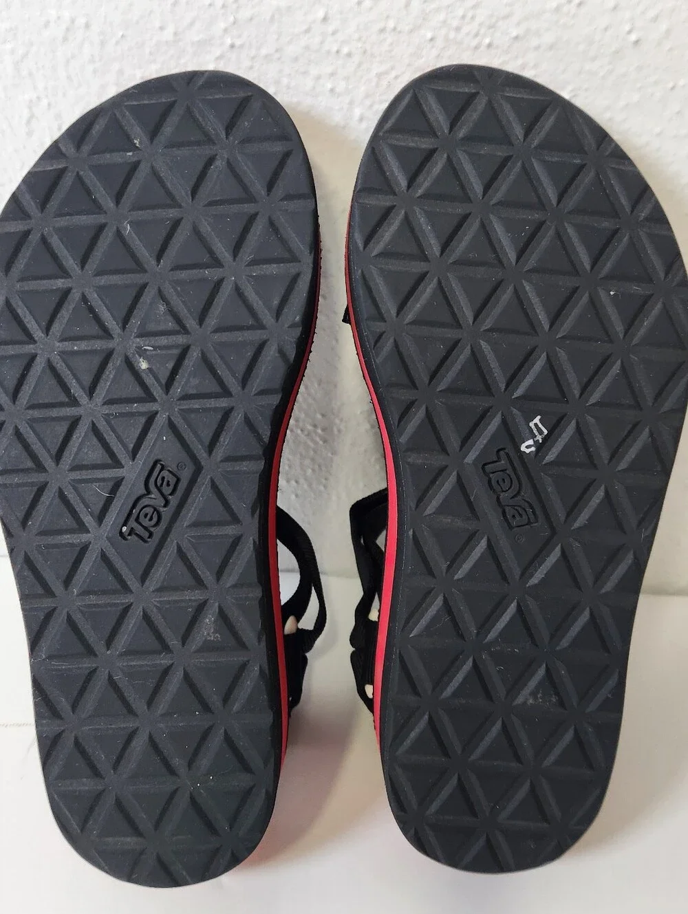 Teva Black Strappy Platform Sandals with Red Stripe - Picture 11 of 13